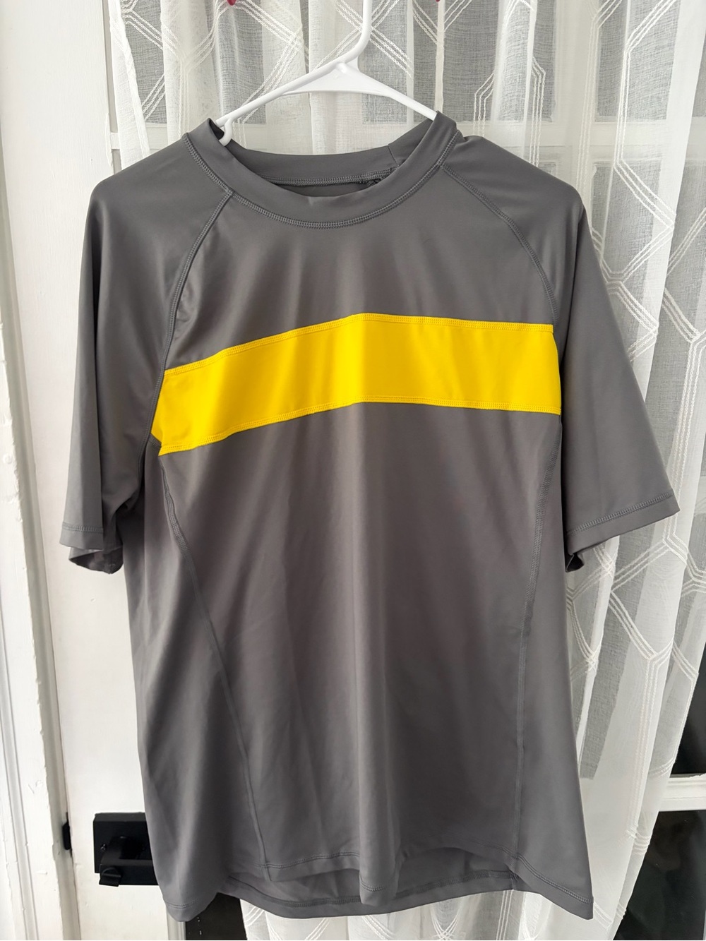Men's Gray t shirt Shirt with Yellow Stripe